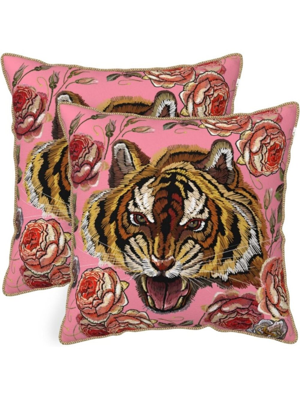Floral Velvet Pillow Covers Set of 2 - 18x18 Inch Pink Animal Throw Pillows for